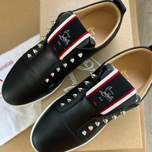NEW Christian Louboutin F.A.V Fique A Vontade - Sneakers - Calf Leather - Black